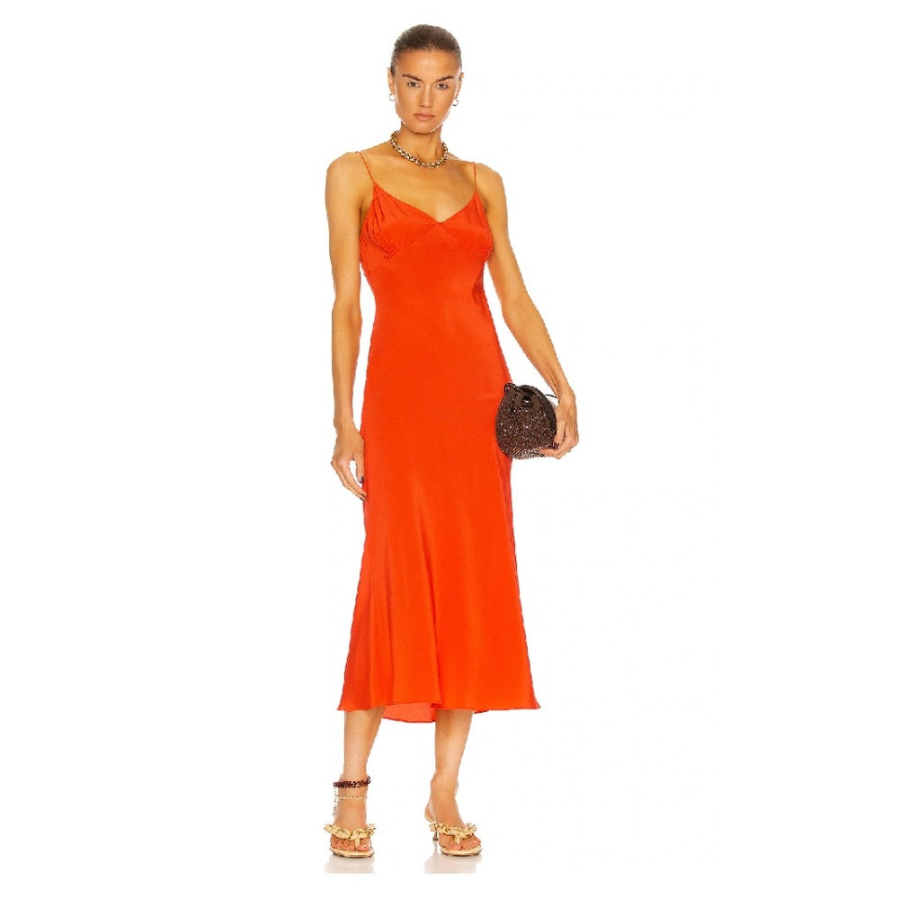 MATTEAU 100% Silk Low Back Slip Dress Red Size 2